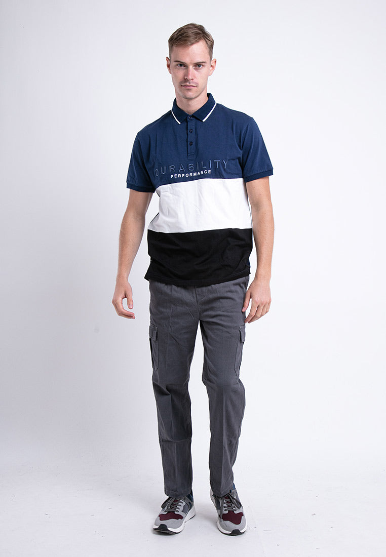 Forest Stretchable Cut & Sew Polo T-shirt Colour Block Slim Fit Polo Men | Baju T Shirt Lelaki - 621231