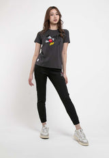 Forest X Disney Mickey Embroidered Round Neck Tee | Baju T shirt Perempuan - FW820003