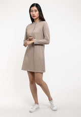 Ladies Long Sleeve Mandarin Collar Dress - 822012