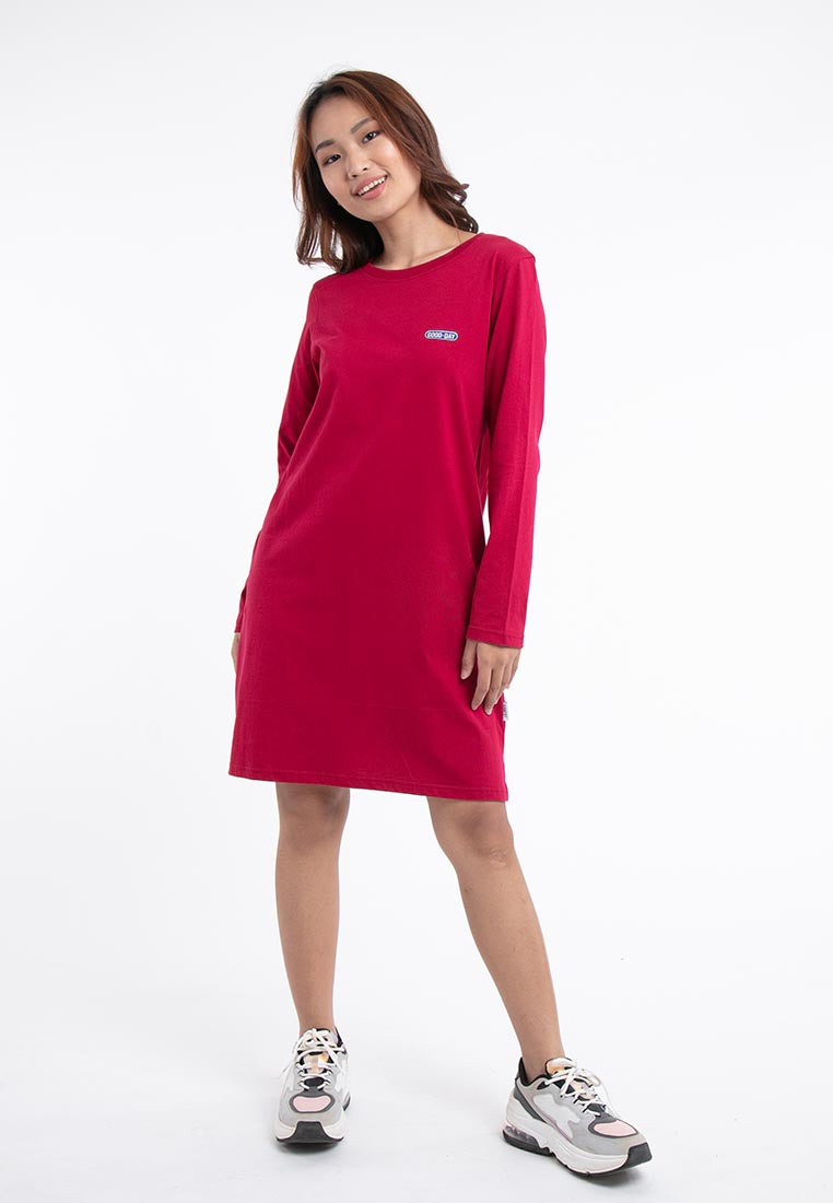 Ladies Long Sleeve 100% Cotton Round Neck Dress - 822067