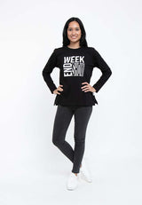 Forest Ladies 100% Cotton Long Sleeve Loose Fit Graphic Tee | Baju T Shirt Perempuan - 822110