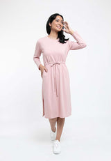 Forest Ladies Premium Cotton Long Sleeve Casual Drawstring Women Dress - 822126