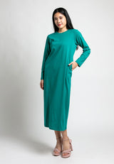 Forest Ladies Premium Cotton Linen Hand Feel Long Sleeve Casual Women Maxi Dress - 822127