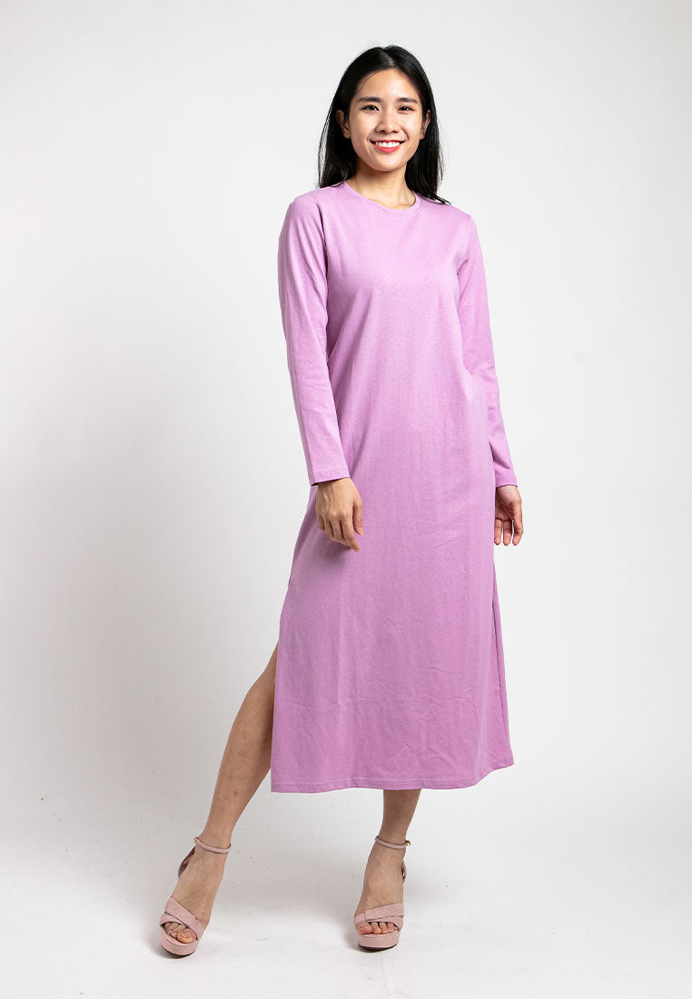 Forest Ladies Premium Cotton Linen Hand Feel Long Sleeve Casual Women Maxi Dress - 822127