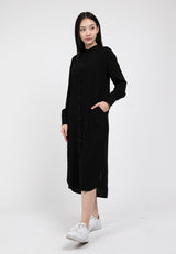Forest Ladies Woven Soft-Touch Fabric Long Sleeve Mandarin Collar Dress Shirt Women | Baju Kemeja Perempuan - 822176
