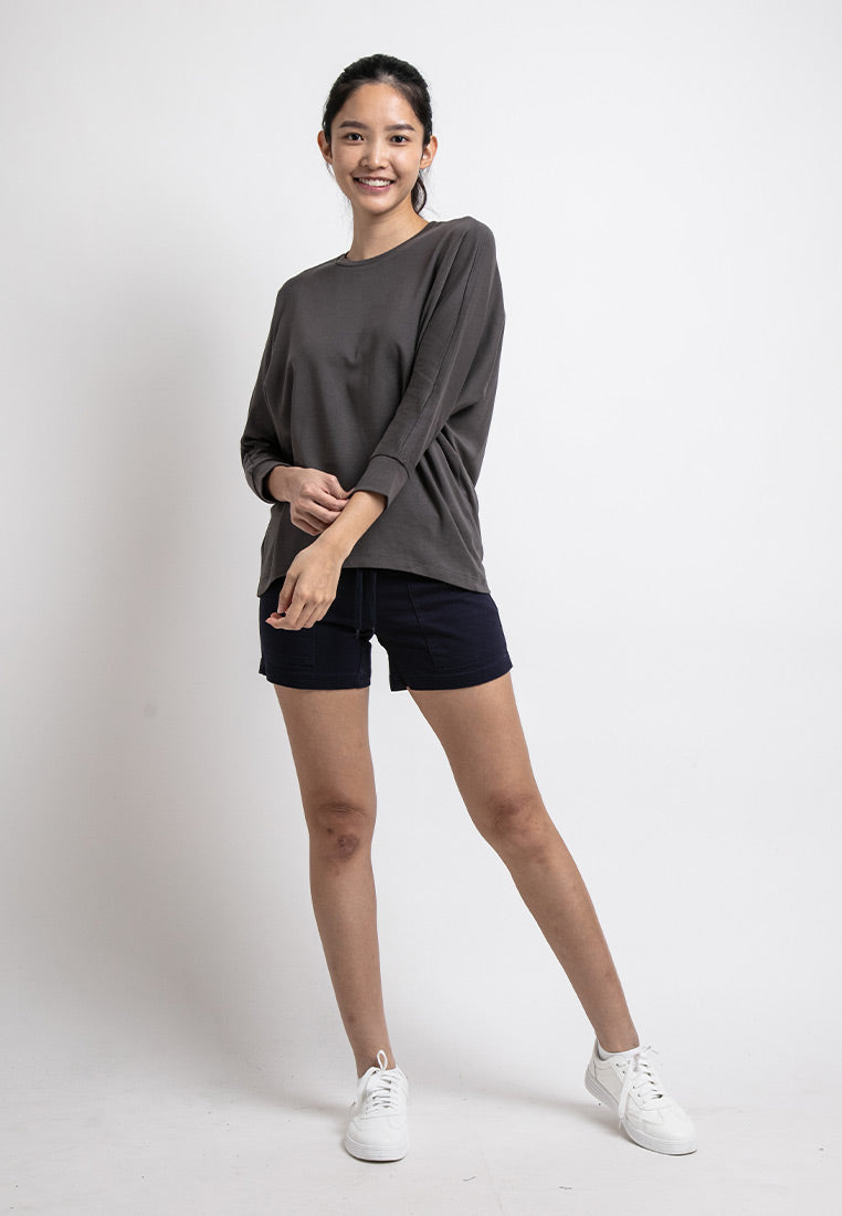 Forest Ladies Premium Interlock Cotton Crew Neck Drape Tshirt Women | Baju T Shirt Perempuan Lengan Panjang - 822206