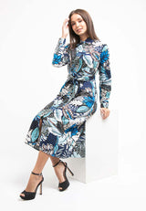 Forest Ladies Woven Long Sleeve Floral Pattern Women Shirt Dress | Baju Perempuan - 822222