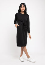 Forest Ladies Premium 100% Cotton Heavy Weight Long Sleeve Casual Drawstring Women Dress - 885013