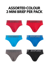 (3 Pcs) Byford Men Brief 100% Cotton Men Underwear Assorted Colours - BUD5194M