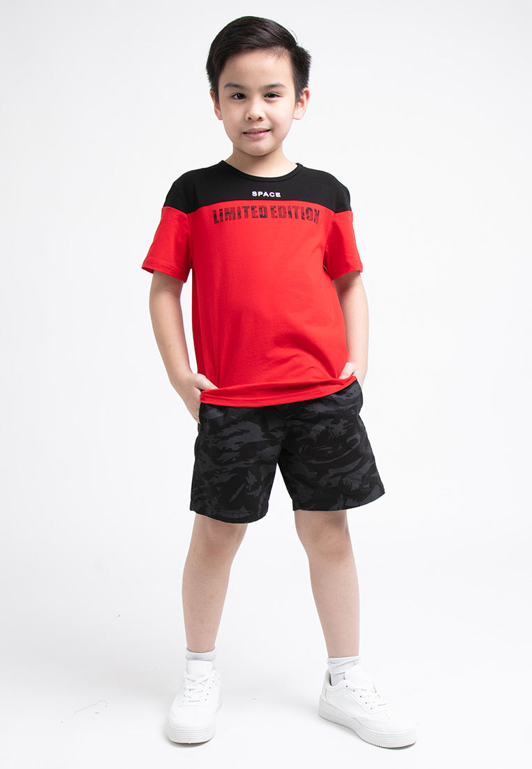 Forest Kids Colour Block Stretchable Round Neck Tee | Baju T Shirt Budak - FK20135