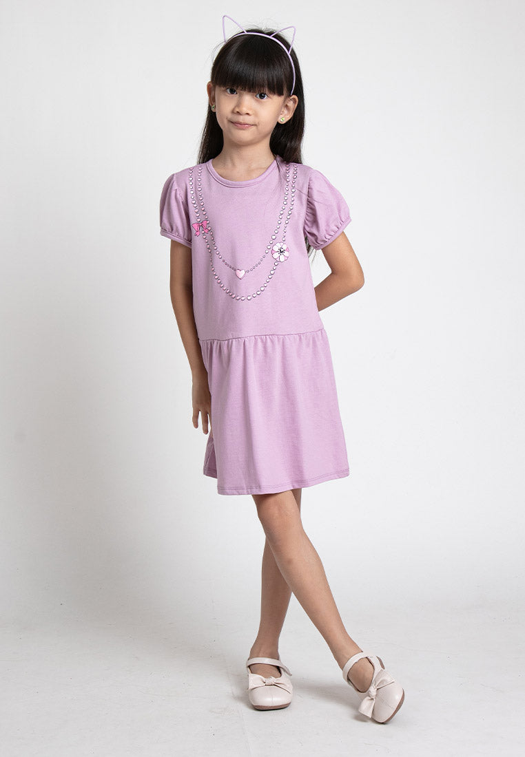 Forest Kids Girl 100% Cotton Girl Puff Sleeve Kids Dress | Baju Budak Perempuan Pakaian Dresses  - FK885008