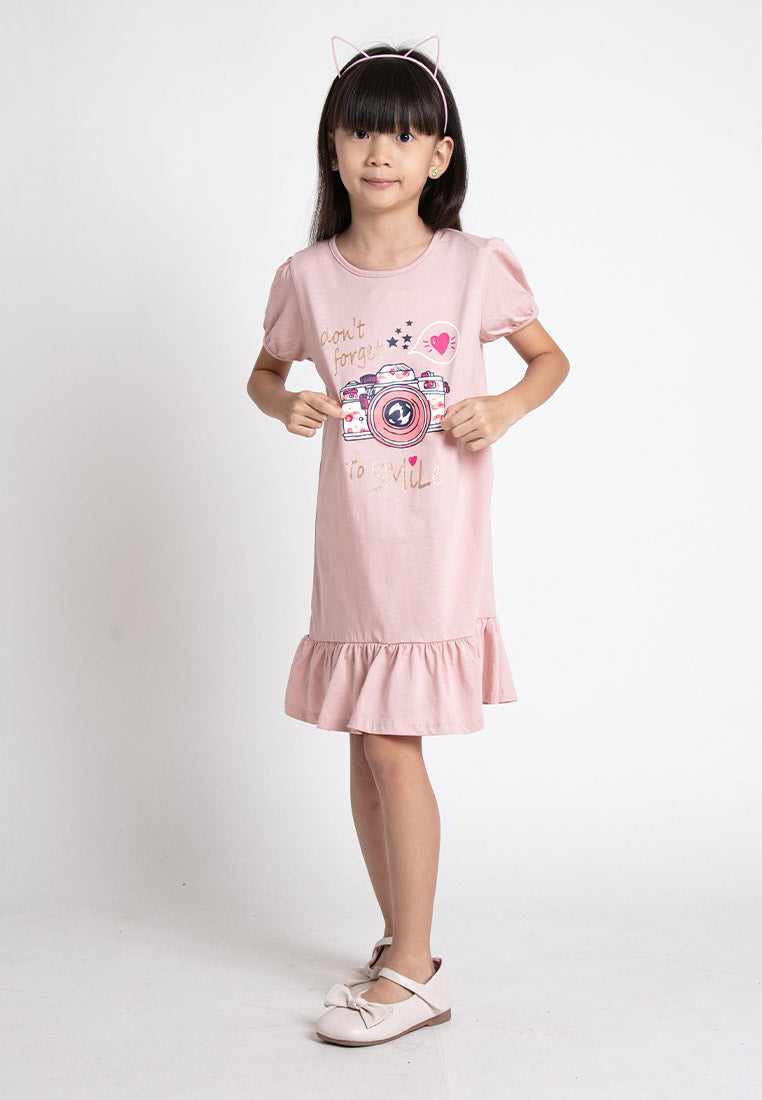 Forest Kids Girl 100% Cotton T Shirt Girls Graphic Round Neck Dress | Baju Budak Perempuan - FK885010