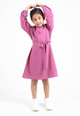 Forest Kids Girl Woven Long Sleeve Stand Collar Dress | Baju Budak Perempuan - FK885042