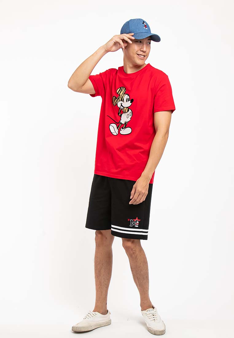 Forest X Disney Mickey Pattern Velvet Round Neck Tee | Baju T shirt Lelaki - FW20008