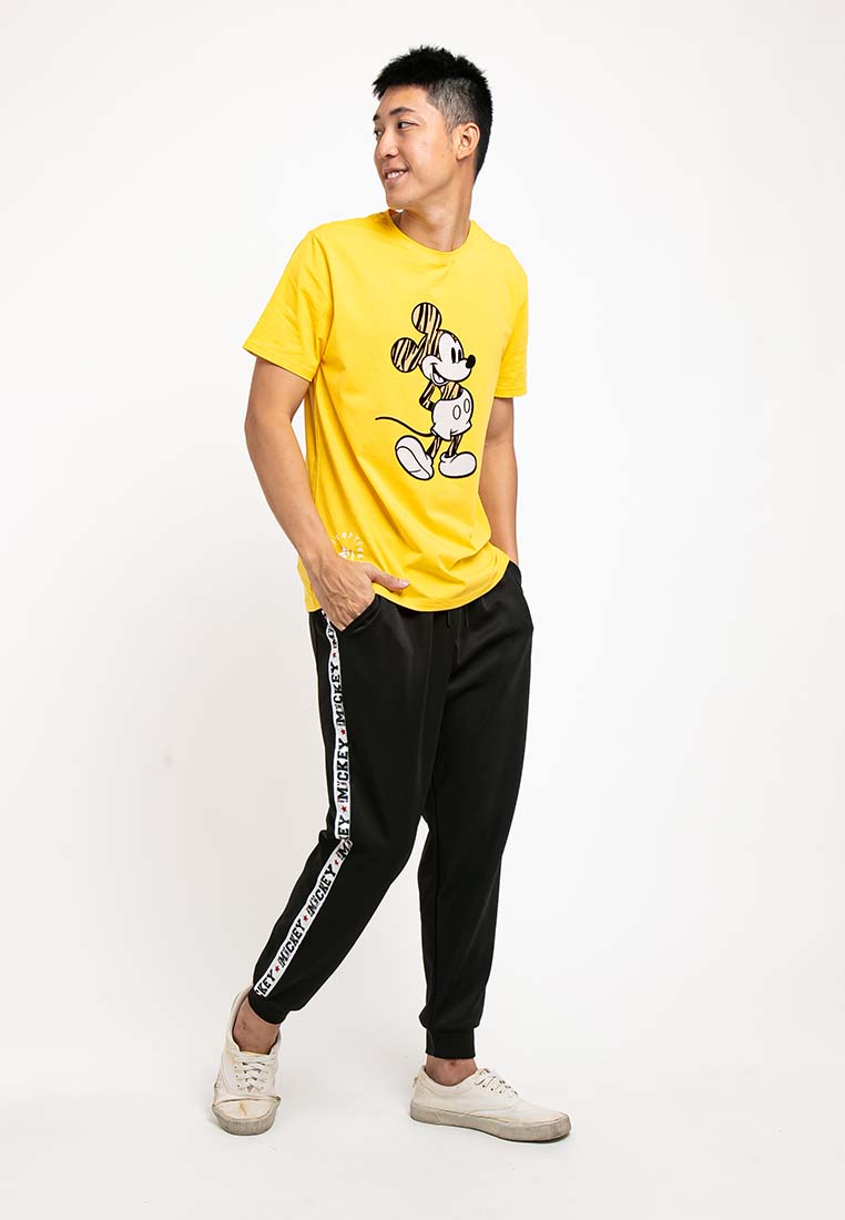 Forest X Disney Mickey Pattern Velvet Round Neck Tee | Baju T shirt Lelaki - FW20008