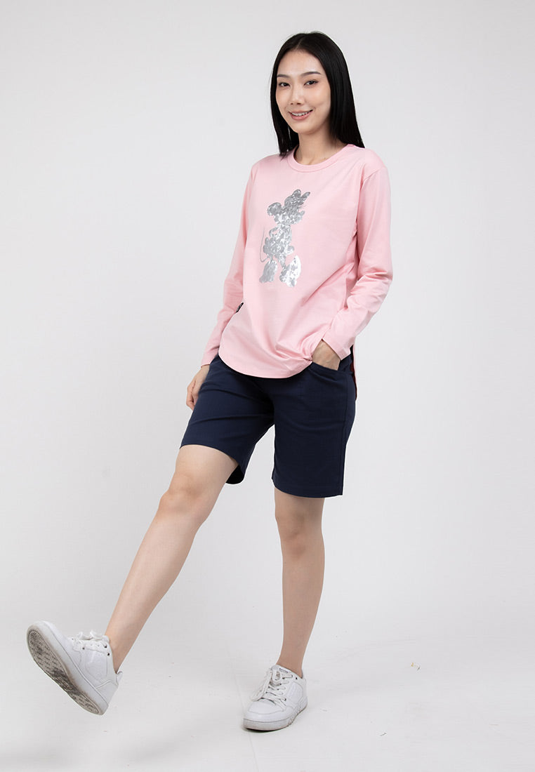 Forest x Disney 100 Years of Wonder Minnie Foiled Long Sleeve Tee Ladies Family Tee | Baju T shirt Perempuan - FW820035