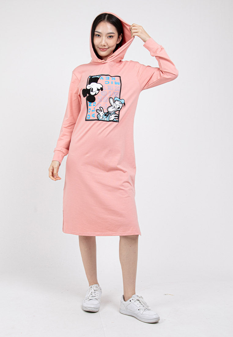 Forest x Disney Mickey & Donald Velvet Texture Embroidered Premium Cotton Hoodie Women Dress | Baju Perempuan - FW885005