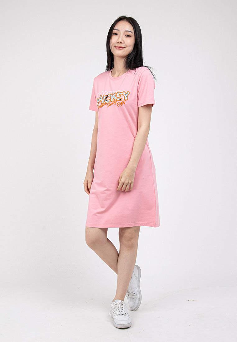 Forest x Disney Mickey Embroidered Round Neck Casual Women Dress | Baju Perempuan - FW885008