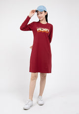 Forest x Disney Mickey Embroidered Premium Cotton Long Sleeve Women Dress | Baju Perempuan - FW885009