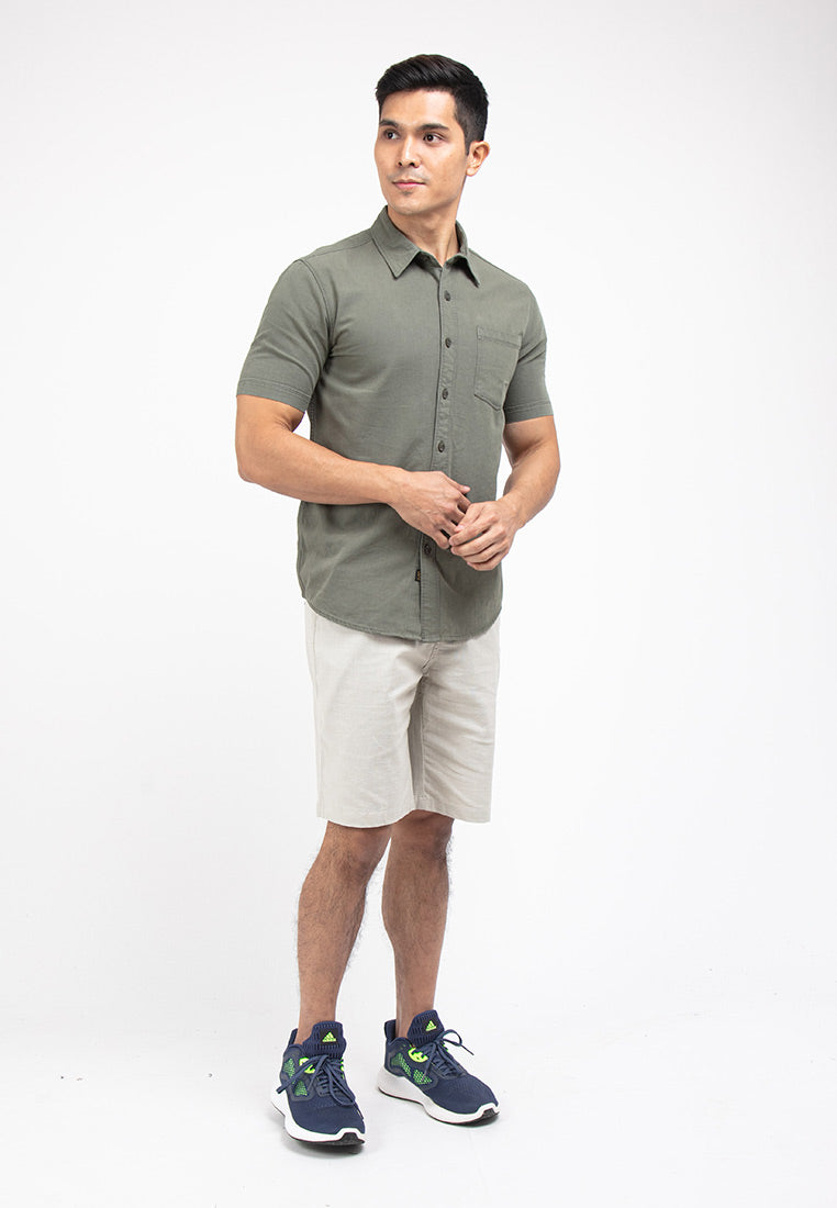 Forest Plus Size Cotton Woven Casual Plain Men Shirt | Plus Size Baju Kemeja Lelaki Saiz Besar - PL621235
