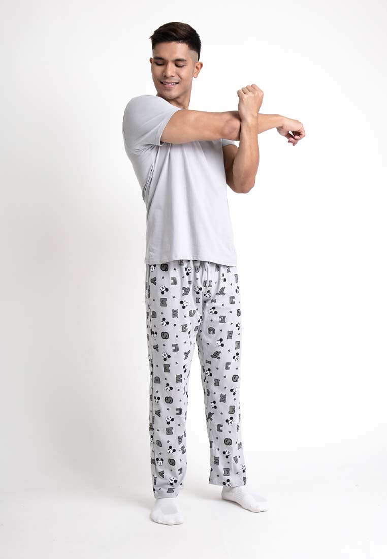 ( 1 Set ) Forest x Disney Mens 100% Cotton Short Sleeve Long Pants Pyjamas Set - WPD0012