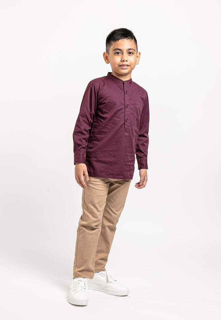 Forest Kids Woven Boy Stand Collar Short Shirt Kids-FK2061
