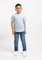 Forest Kids Woven Boy Stand Collar Short Shirt Kids - FK2062