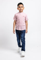 Forest Kids Woven Boy Stand Collar Short Shirt Kids - FK2062