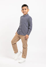 Forest Kids Woven Boy Stand Collar Short Shirt Kids - FK2063