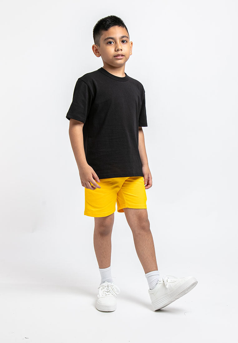 Forest Kids Premium Weight Cotton Linen Knitted Boxy Cut Crew Neck Tee | Baju T Shirt Budak - FK2071