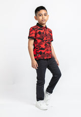Forest Kids Stretchable Camouflage Polo T Shirt Boy Kids Collar Tee | Baju Polo T Shirt Budak Lelaki - FK2088
