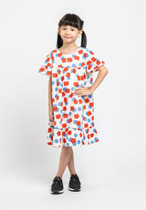 Forest Kids Girl Short Sleeve Kids Full Print Dress | Baju Budak Perempuan Girl Dresses - FK82010
