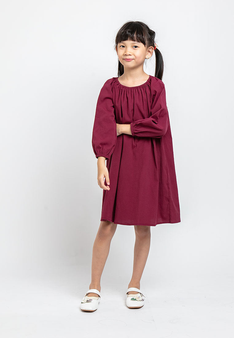 Forest Kids Girl Long Sleeve Plain Kids Dress | Baju Budak Perempuan Girl Dress - FK82011