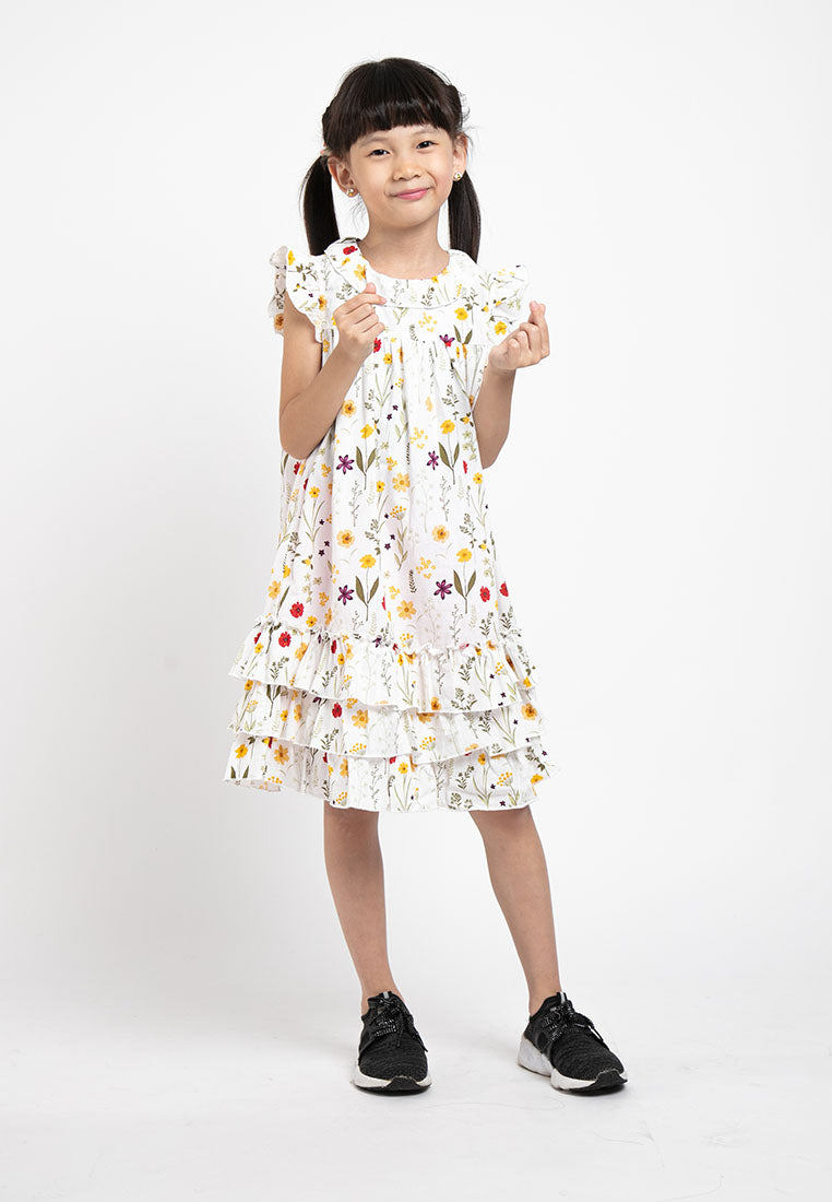 Forest Kids Girl Short Sleeve Kids Floral Dress | Baju Budak Perempuan Girl Dresses - FK82013