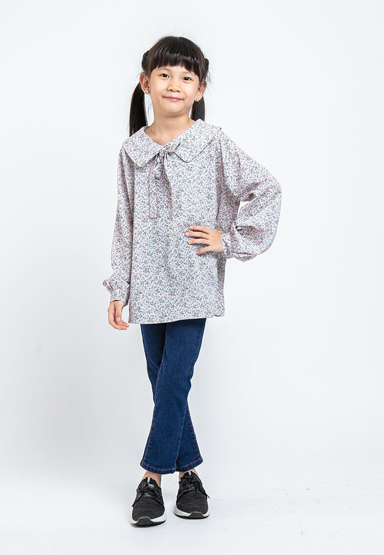 Forest Kids Woven Girl Short Sleeve Regular Cut Printed Blouse I Baju Budak Perempuan Girl Top - FK82020