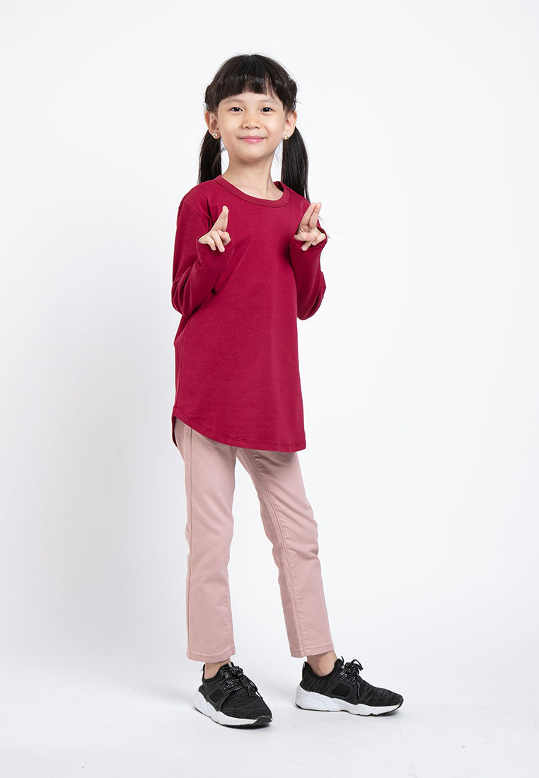 Forest Kids Premium Cotton Long Sleeve Regular Cut Crew Neck Tee | Baju T Shirt Budak - FK82023