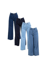 Forest Ladies High Waist Elastic Waist Wide Leg Cut Jeans | Seluar Jeans Perempuan - 810540