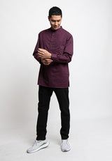 Forest Cotton Woven Long Sleeve Shirt Plain Men Shirt | Baju Kemeja Kurta Lelaki - 23693