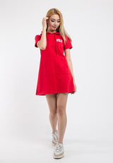 Ladies Short Sleeve Hoodie Dress - 821983