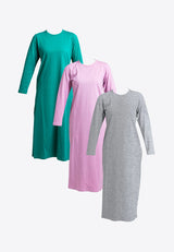 Forest Ladies Premium Cotton Linen Hand Feel Long Sleeve Casual Women Maxi Dress - 822127