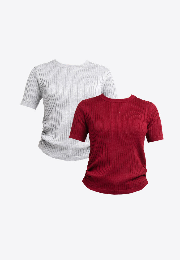 Forest Ladies Fancy Knitted Round Neck T Shirts Ladies Knitwear | Baju Perempuan Knitwear - 822245