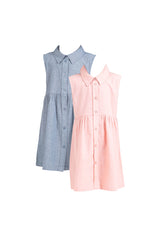 Forest Kids Girl Woven Sleeveless Collar Button Dress I Baju Budak Perempuan Girl Dress - FK885014