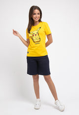 Forest Ladies Pokémon Coral Fleece Textured Embroidered Pikachu Round Neck Tshirt Women | T Shirt Perempuan - FP821000
