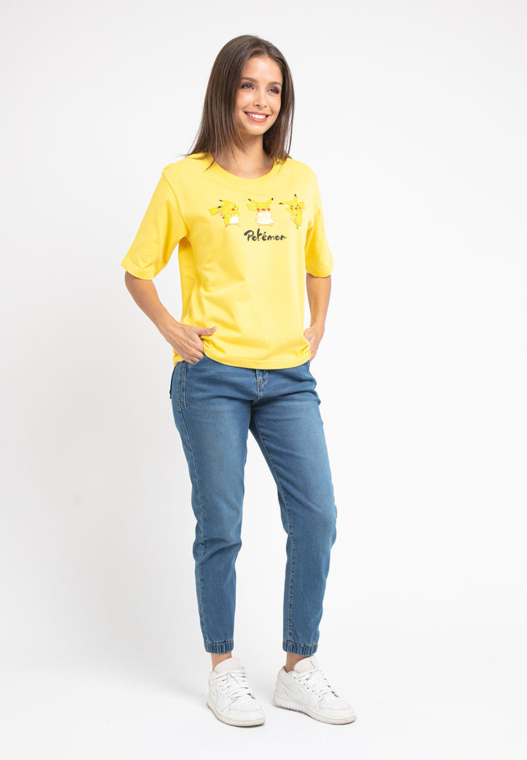 Forest Ladies Pokémon Heavy Weight Cotton Boxy-Cut Round Neck T Shirt Women | Baju T shirt Perempuan - FP821004