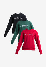 Forest X Disney Mickey 3D Effects 250GSM Premium Weight Cotton Reg Fit Round Neck Men Sweater - FW30002