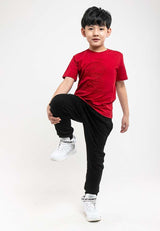 Kids Unisex Plain Elastic Cotton Terry Jogger Long Pants - FK10683