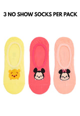 Forest x Disney Cotton No Show Socks ( 3 Pair ) Assorted Colours - WSF0001T