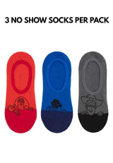 Forest x Disney Cotton No Show Socks ( 3 Pair ) Assorted Colours - WSF0003T