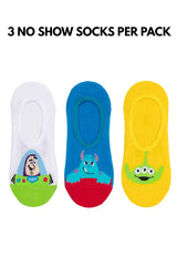 Forest x Pixar Cotton No Show Socks ( 3 Pair ) Assorted Colours - WSF0004T