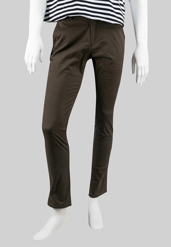 Cotton Twill Slim Cut Casual Long Pants - 610175B